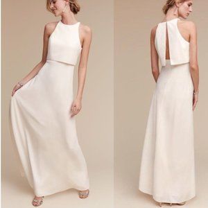 Jill by Jill Stuart BHLDN Iva ivory crepe popover dress size 0 XS wedding